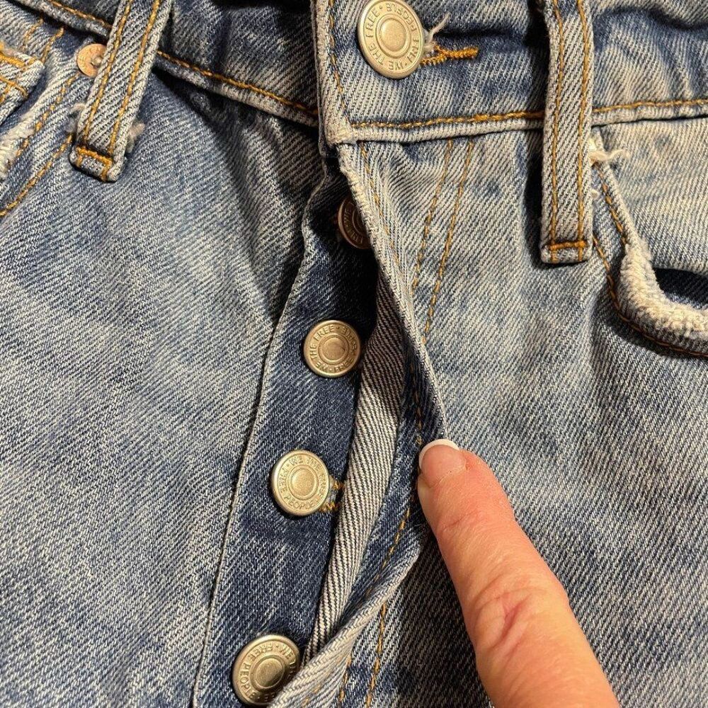 Free People We The Free Stella Button Fly High Rise Distressed Jeans - Picture 7 of 11